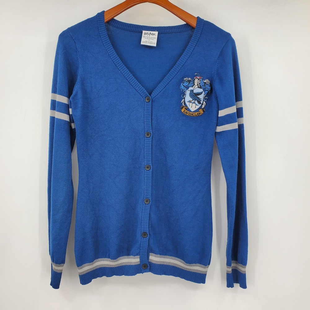 Harry Potter Ravenclaw Blue Varsity Stripe V Neck Button Front Cardigan Medium